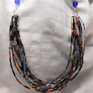 No1004 Pretty handmade colored 9 rows necklace made with acrylic tubes